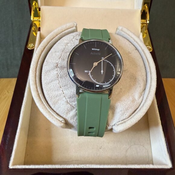 Withings Activité Steel Black/Green Analog Smart Watch + Activity Tracker, 36mm - Picture 1 of 5